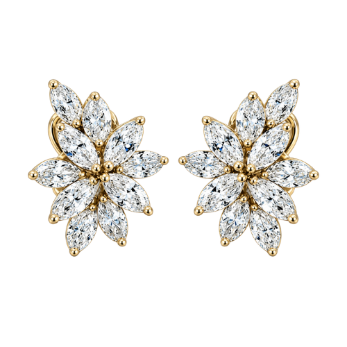 Elegant Floral Diamond Stud Earrings