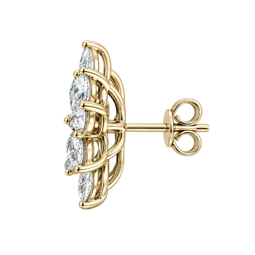 Elegant Floral Diamond Stud Earrings