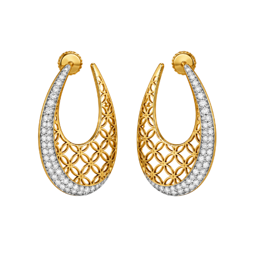 Elegant Gold Diamond Hoop Earrings