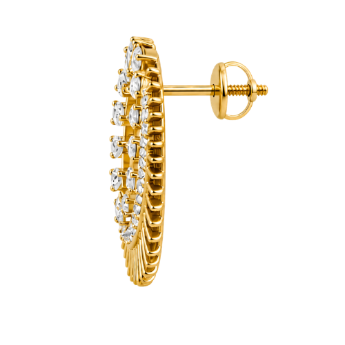 Gold Diamond Sunburst Hoop Earrings